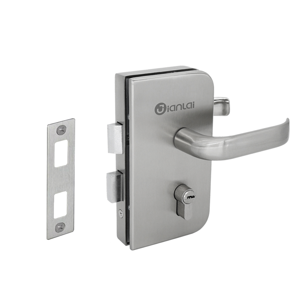 Serrure de porte en verre de poignée de niveau de finition satinée de forme carrée en alliage de zinc