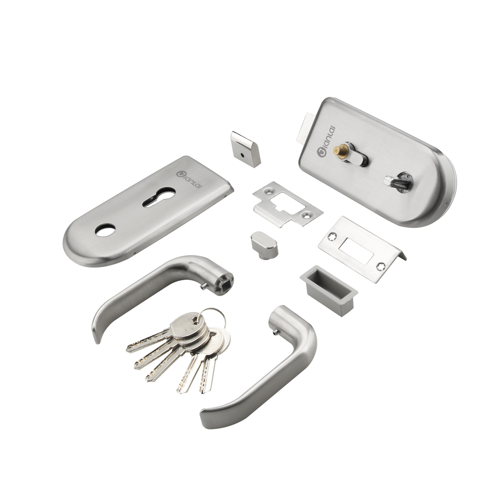 Serrure de porte en verre de poignée coulissante d'alliage de zinc de finition de satin de porte de bureau