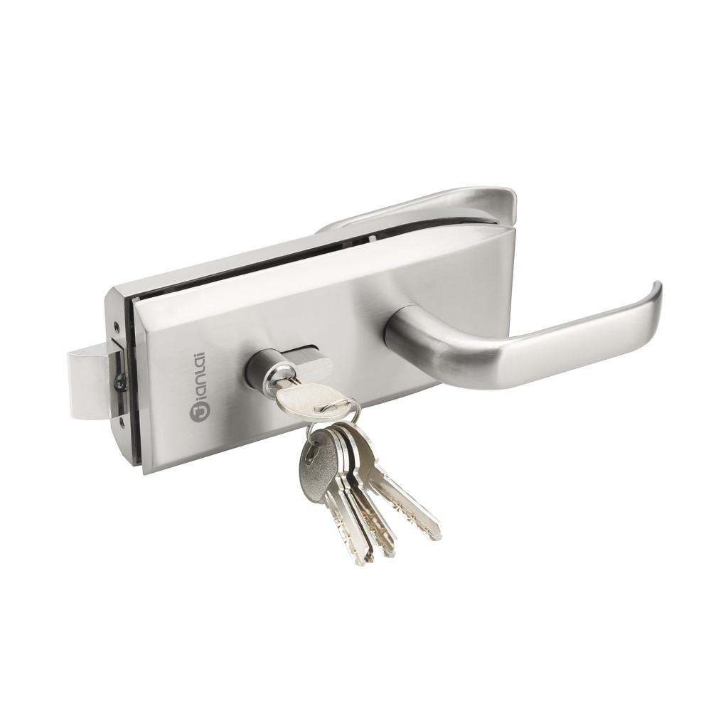Serrure de porte en verre à double poignée latérale en acier inoxydable de bureau
