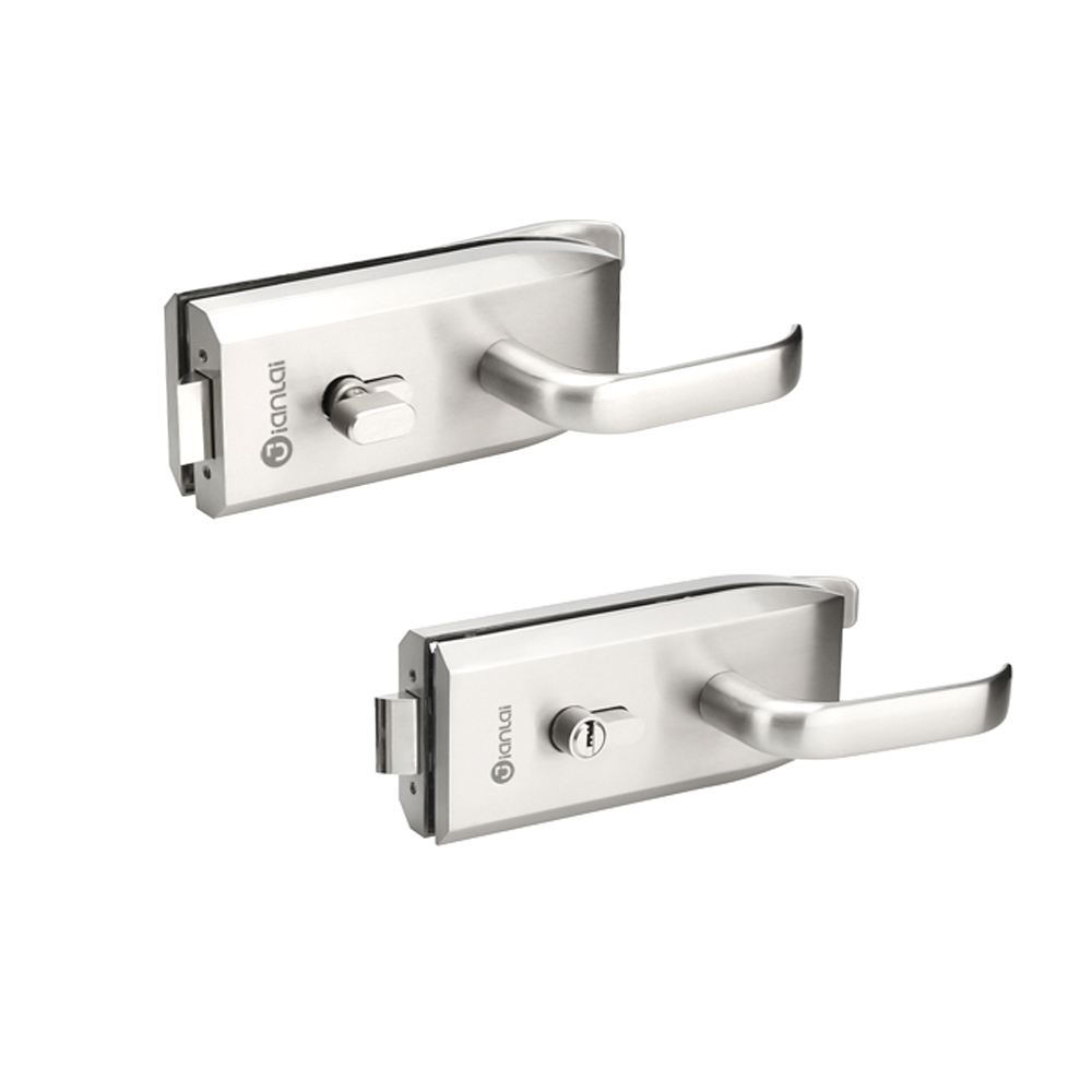 Serrure de porte en verre de poignée de niveau de forme carrée en alliage de zinc de bonne qualité